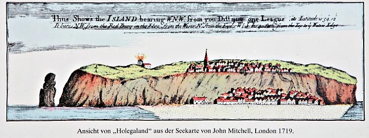 Helgoland 1719: Ansicht von Süden | Grafik: Förderverein Museum Helgoland